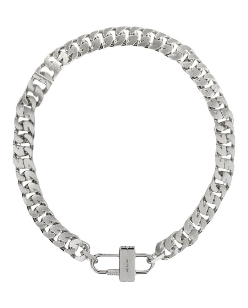 Givenchy G Chain Lock Necklace Silver