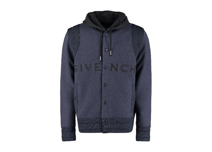 Givenchy Hooded Embroidered Varsity Jacket Navy