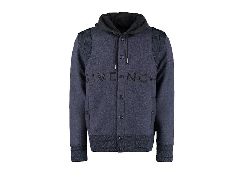 Givenchy Hooded Embroidered Varsity Jacket Navy