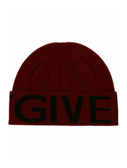 Givenchy Jacquard Logo Beanie Red Black