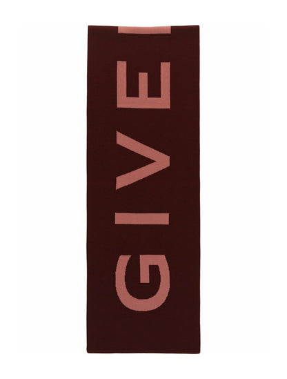 Givenchy Jacquard Logo Scarf Burgundy