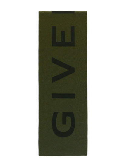 Givenchy Jacquard Logo Scarf Khaki Multi