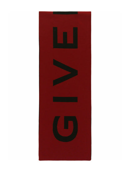 Givenchy Jacquard Logo Scarf Red Black