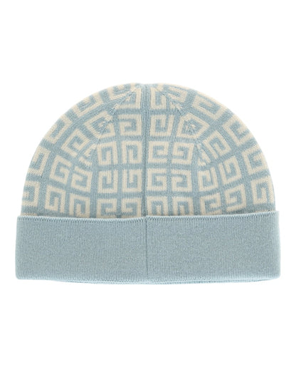 Givenchy Knit Double Face Beanie Blue Ivory