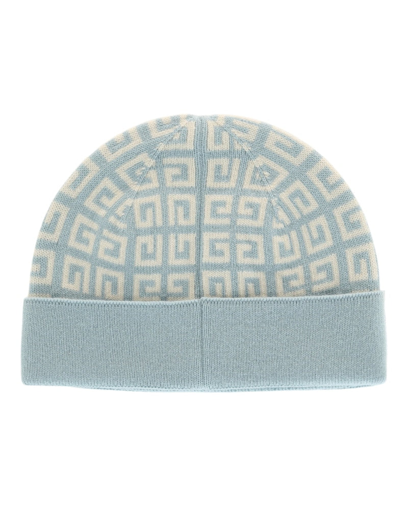 Givenchy Knit Double Face Beanie Blue Ivory