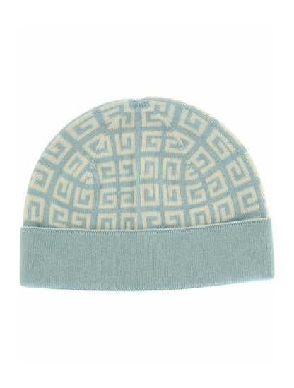 Givenchy Knit Double Face Beanie Blue Ivory