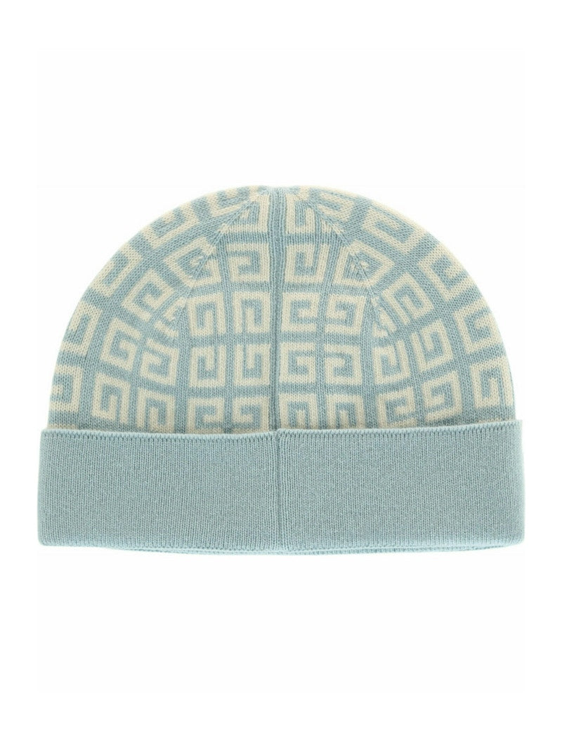 Givenchy Knit Double Face Beanie Blue Ivory