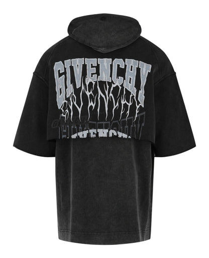 Givenchy Layered Graphic T-shirt with Balaclava Grey