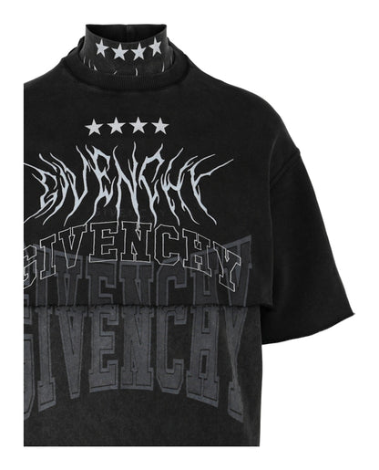 Givenchy Layered Graphic T-shirt with Balaclava Grey