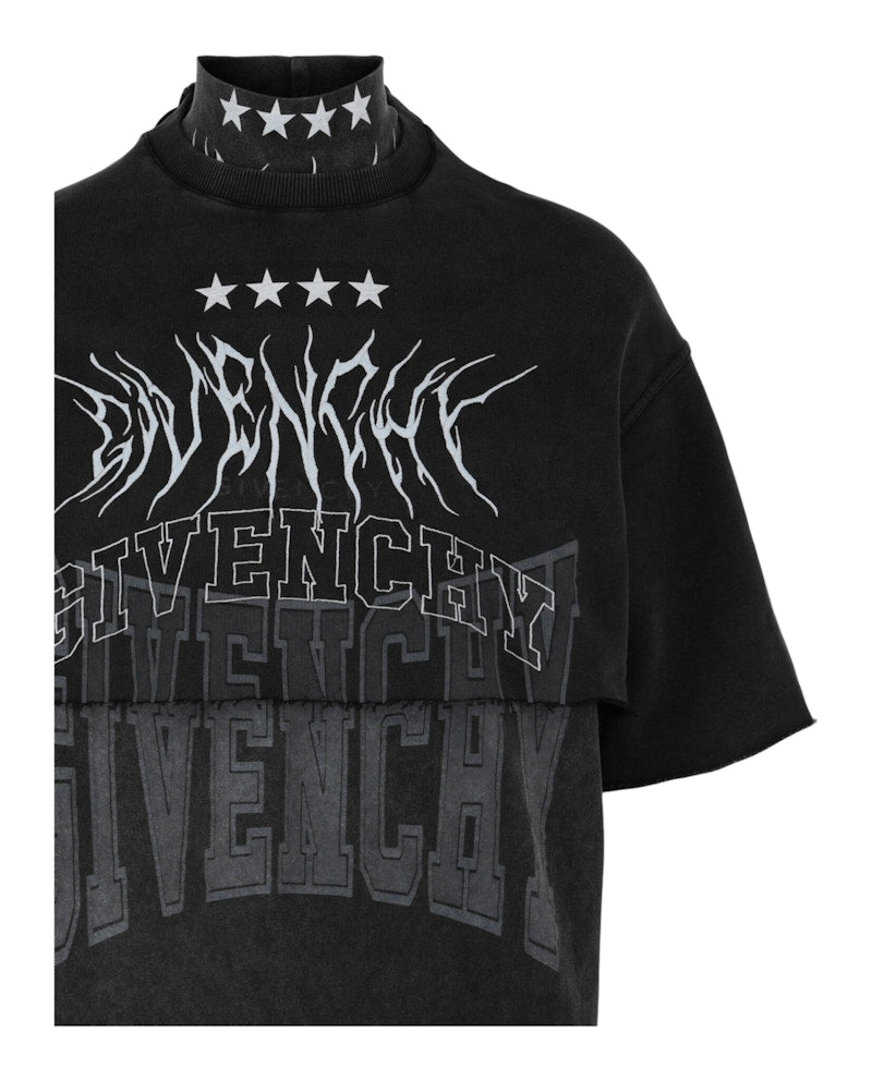 Givenchy Layered Graphic T-shirt with Balaclava Grey