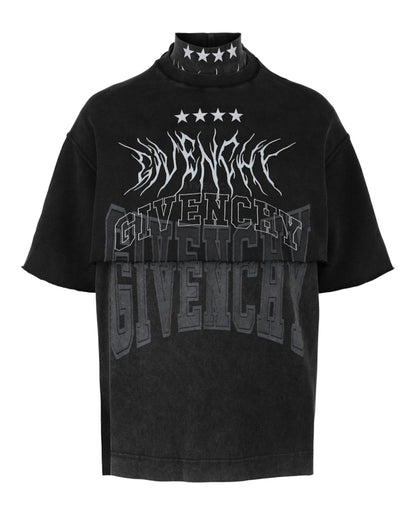 Givenchy Layered Graphic T-shirt with Balaclava Grey