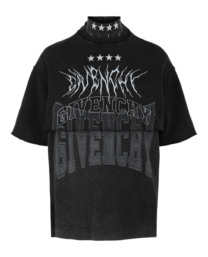Givenchy Layered Graphic T-shirt with Balaclava Grey