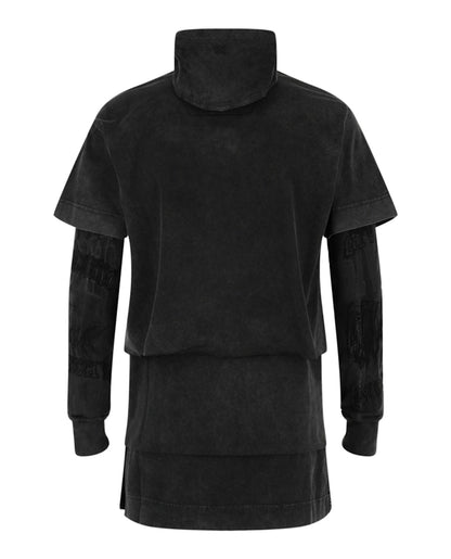 Givenchy Layered Long Sleeve Graphic T-shirt With Balaclava Grey