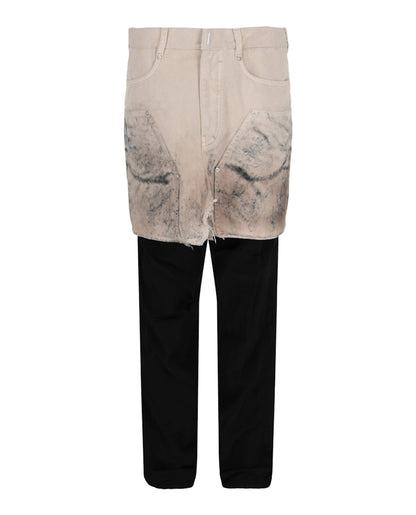 Givenchy Layered Tracksuit Pants With Destroyed Carpenter Jeans Black Beige