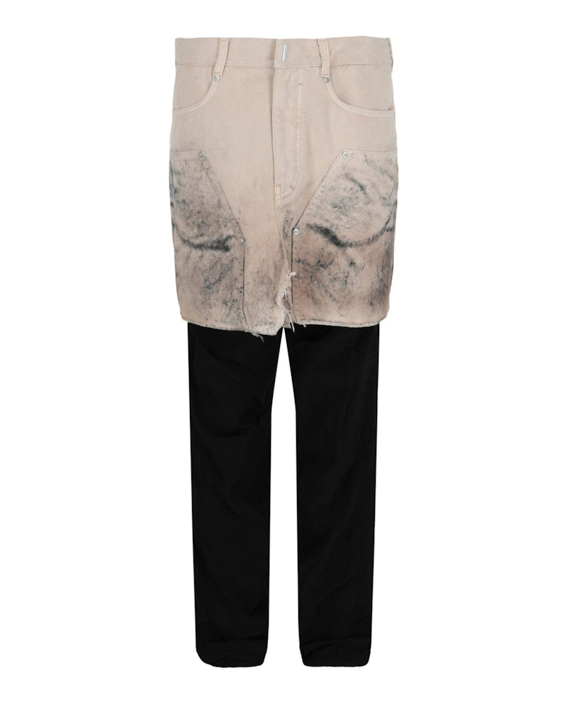 Givenchy Layered Tracksuit Pants With Destroyed Carpenter Jeans Black Beige