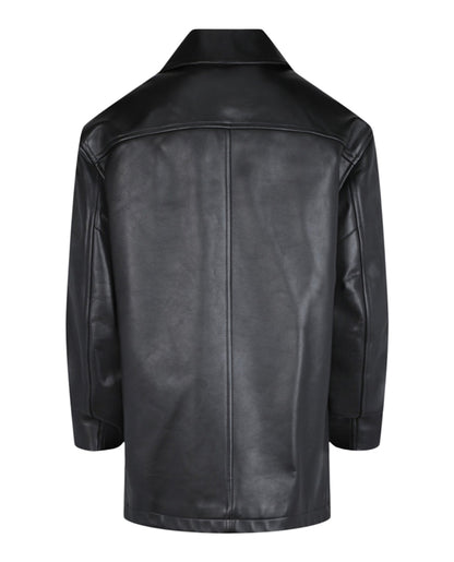 Givenchy Leather Peacoat Black