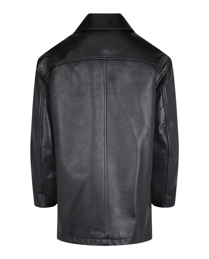 Givenchy Leather Peacoat Black