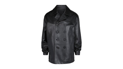 Givenchy Leather Peacoat Black