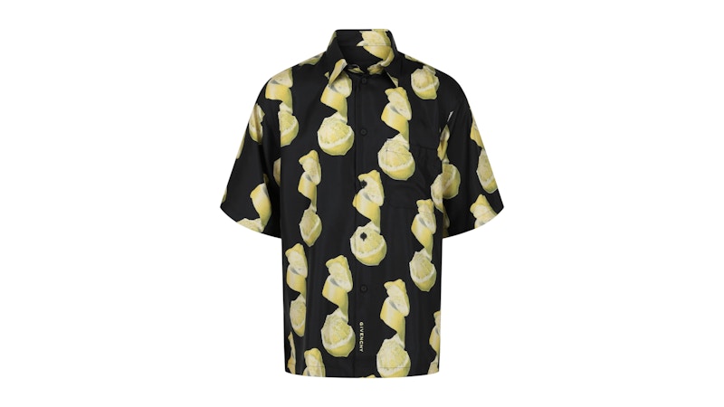 Givenchy Lemon Printed Silk Shirt Black Yellow