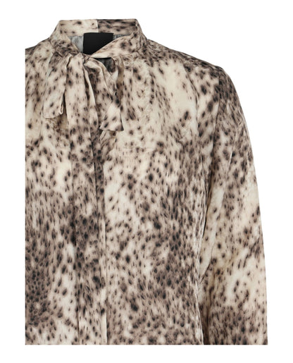 Givenchy Leopard-Print Silk Blouse Natural Brown
