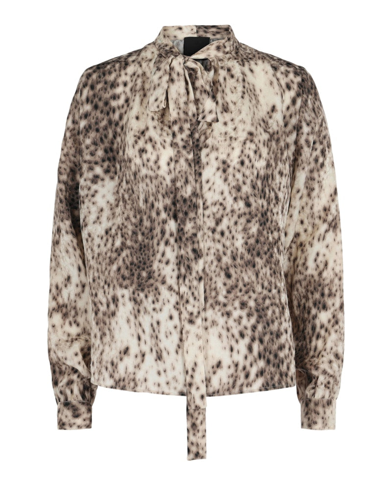 Givenchy Leopard-Print Silk Blouse Natural Brown