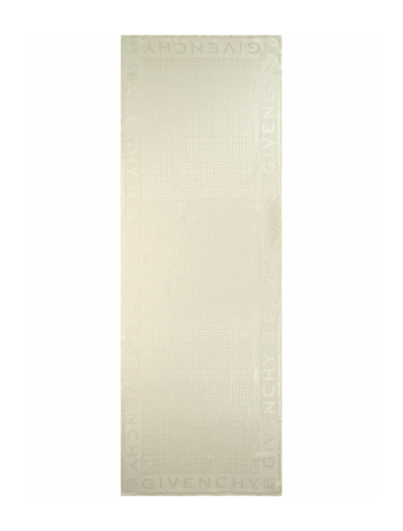 Givenchy Logo Printed Silk Scarf Ivory