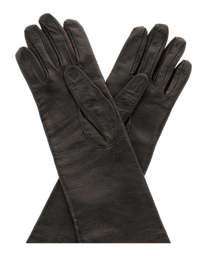 Givenchy Long Asymmetrical Leather Gloves Black