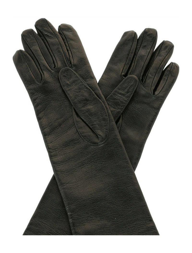 Givenchy Long Asymmetrical Leather Gloves Black
