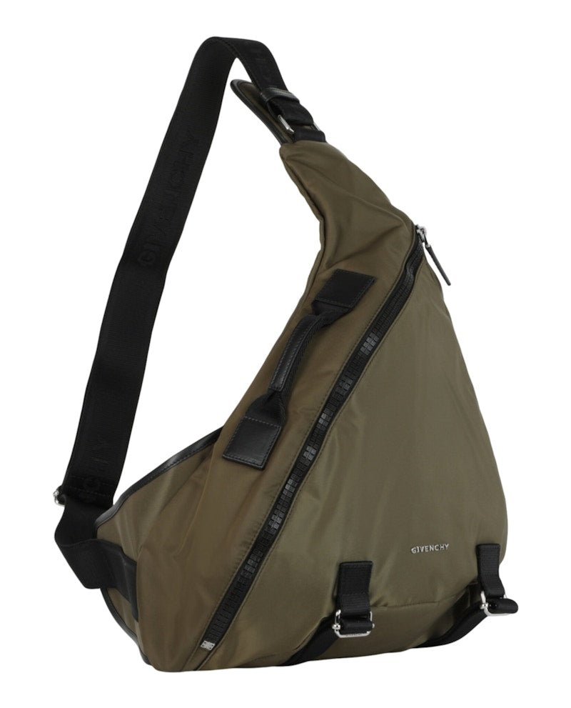 Givenchy Medium G-Zip Triangle Bag In Nylon Khaki