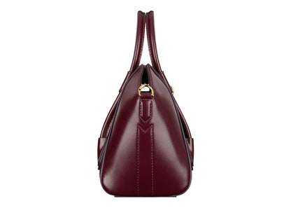 Givenchy Mini Antigona Lock Bag In Box Leather Oxblood Red