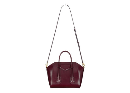 Givenchy Mini Antigona Lock Bag In Box Leather Oxblood Red