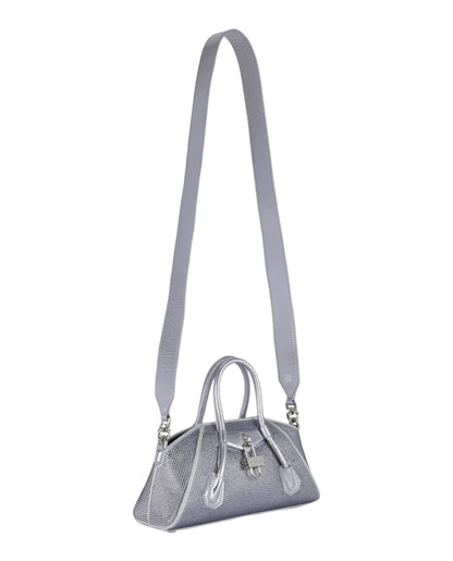 Givenchy Mini Antigona Stretch Top Handle Bag In Satin With Strass Lavender