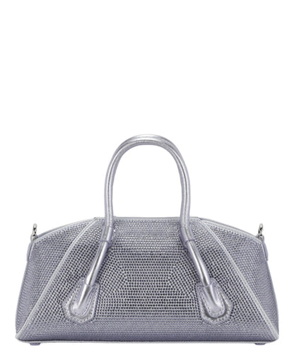 Givenchy Mini Antigona Stretch Top Handle Bag In Satin With Strass Lavender