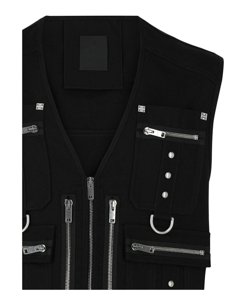 Givenchy Multi-Pocket Wool Vest Black
