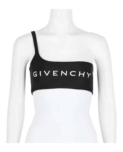 Givenchy One-Shoulder Bikini Top Black White