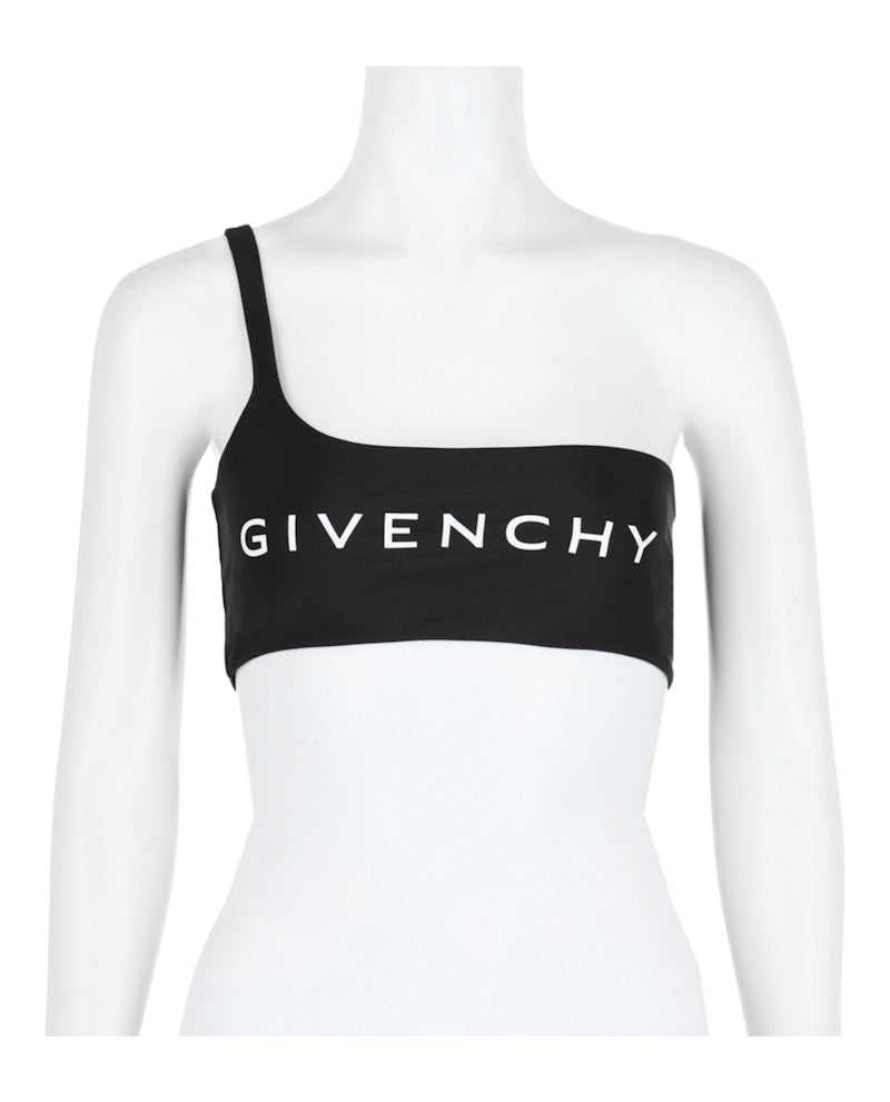 Givenchy One-Shoulder Bikini Top Black White