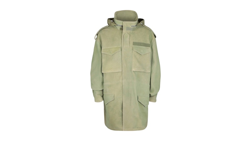 Givenchy Oversized Textured-Leather Hooded Parka Bright Green