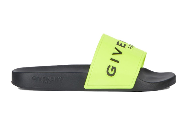 Givenchy Paris Flat Sandals Neon Yellow