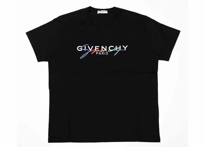 Givenchy Paris Rainbow Signature Logo T-Shirt Black