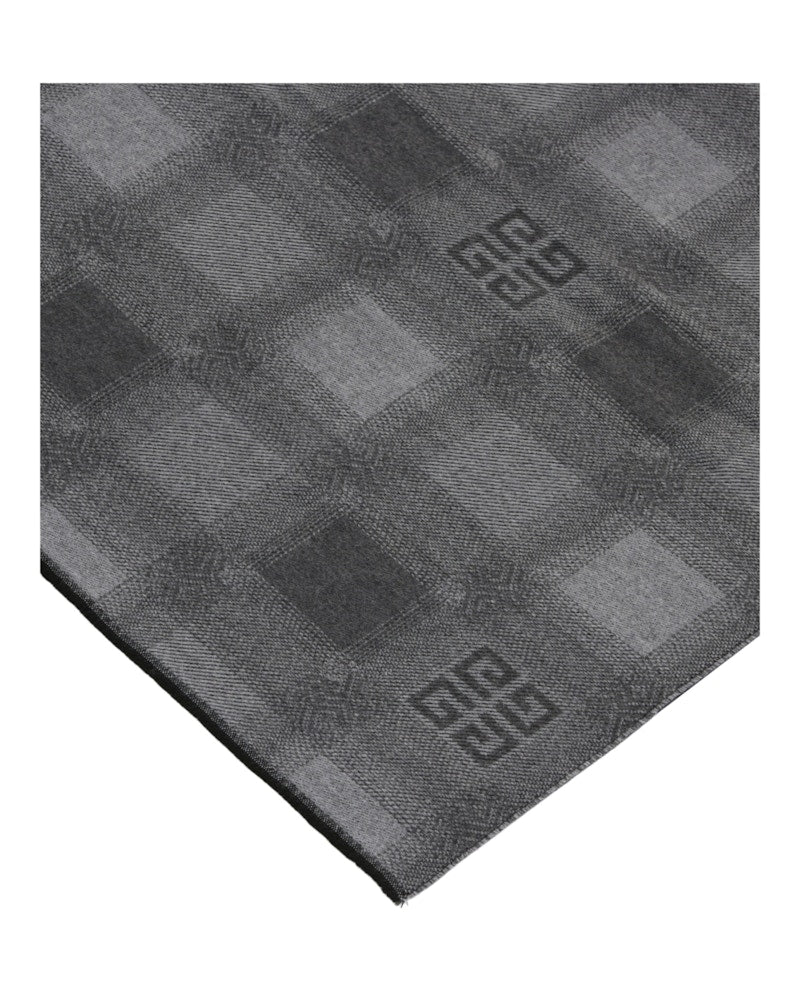 Givenchy Plaid 4G Logo Scarf Grey