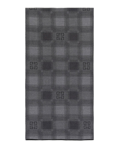 Givenchy Plaid 4G Logo Scarf Grey
