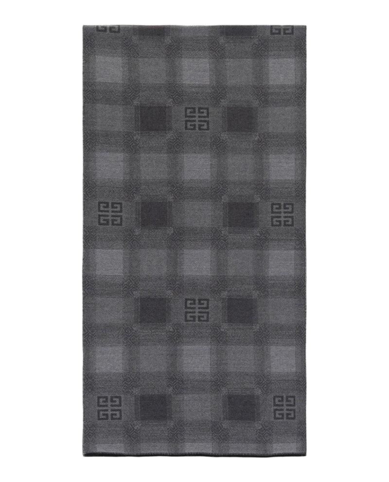 Givenchy Plaid 4G Logo Scarf Grey