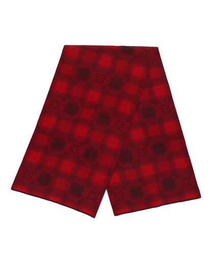 Givenchy Plaid 4G Logo Scarf Red