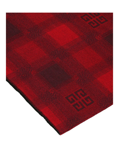 Givenchy Plaid 4G Logo Scarf Red