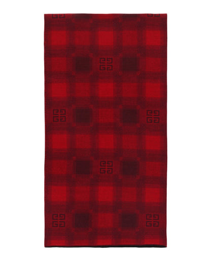 Givenchy Plaid 4G Logo Scarf Red