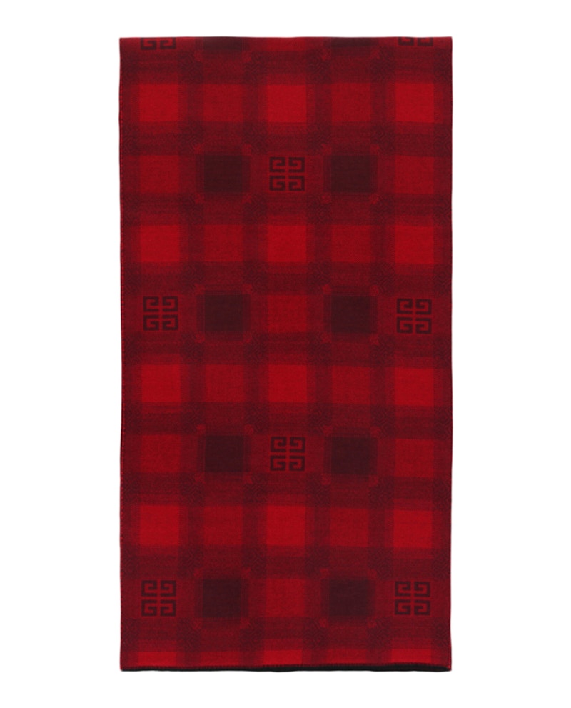 Givenchy Plaid 4G Logo Scarf Red