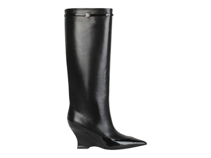 Givenchy Raven Tall Leather Wedge Boots Black (Women's)