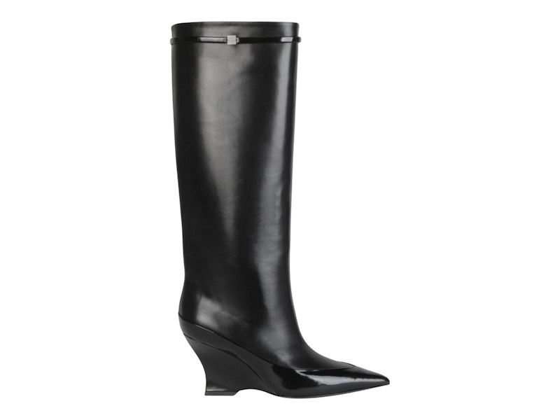 Givenchy Raven Tall Leather Wedge Boots Black (Women's)