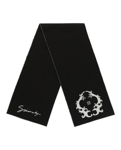 Givenchy Reversible Logo Wool Scarf Black White
