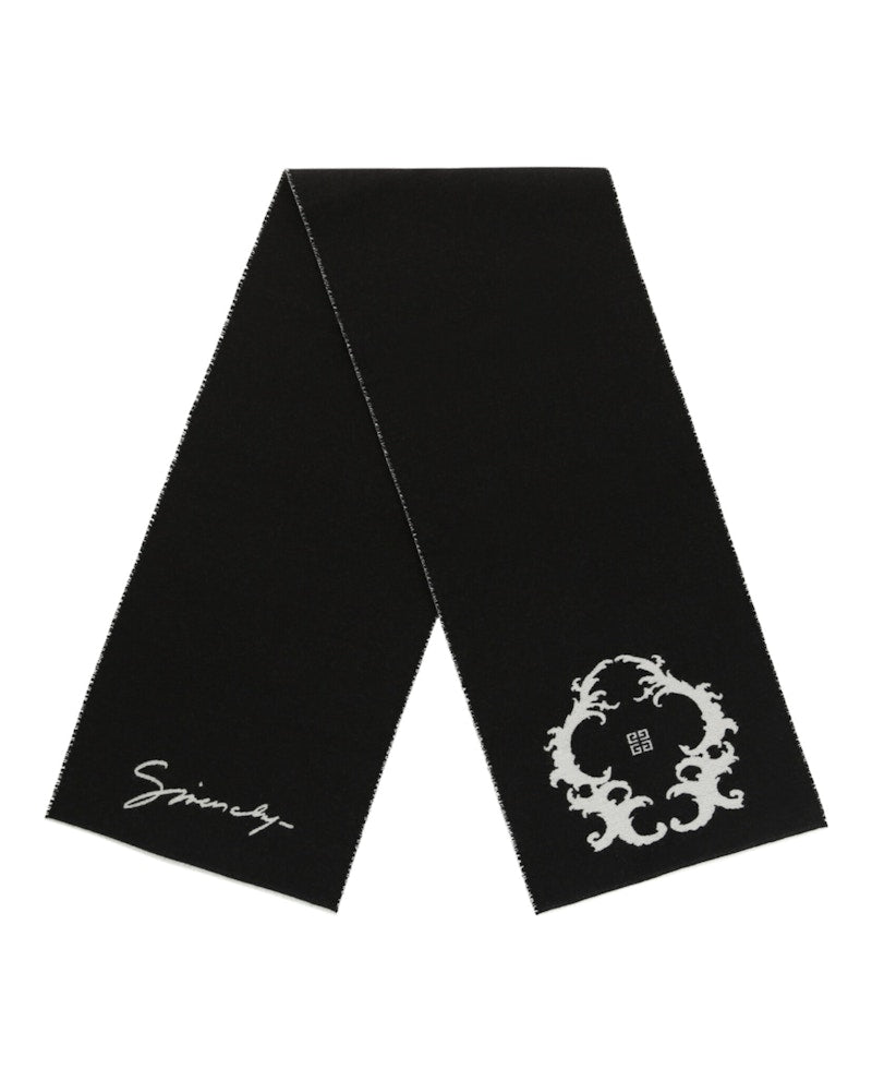 Givenchy Reversible Logo Wool Scarf Black White